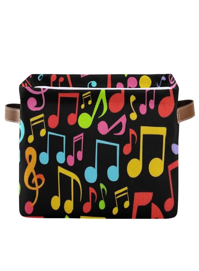 Aslsiy Storage Basket Music Notes Colorful Nursery Bins Black Baby Box Canvas Clothes Shelf Basket Laundry Hamper Gift Basket for Home Closet 1 Pcs - Image 1